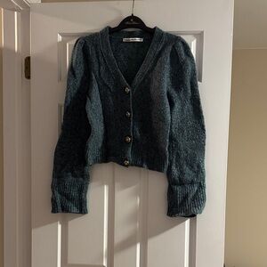 Veronica Beard Teal Button-Up Cardigan